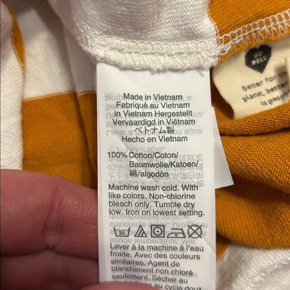 Madewell Striped Button-Sleeve Turtleneck Top XS Rich Amber Mustard Cotton
DD - Picture 6 of 12